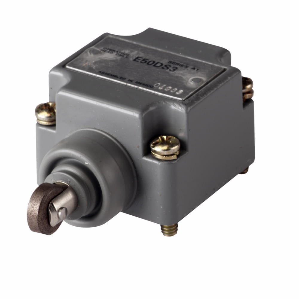 E50DS3 Limit Switch Head, Side Push Roller, For Use With E50 Series Heavy Duty Factory Sealed 6P+ Plug-In Limit Switch, NEMA 1/3/3S/4/4X/6/6P/13 NEMA Rating