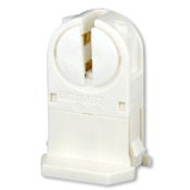 Miniature Base, T5 Bi-Pin, Standard Fluorescent Lampholder, Tall Profile, Snap-In or Slide-ON, Lamp-Lock, Quickwire 18AWG Solid or Str Tinned, White