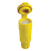 20-Amp, 125/250-Volt, Locking Connector, Industrial Grade, Grounding, Wetguard, Yellow