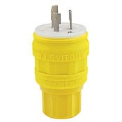 20 Amp, 125 Volt, Locking Plug, Industrial Grade, Grounding, Wetguard, Yellow