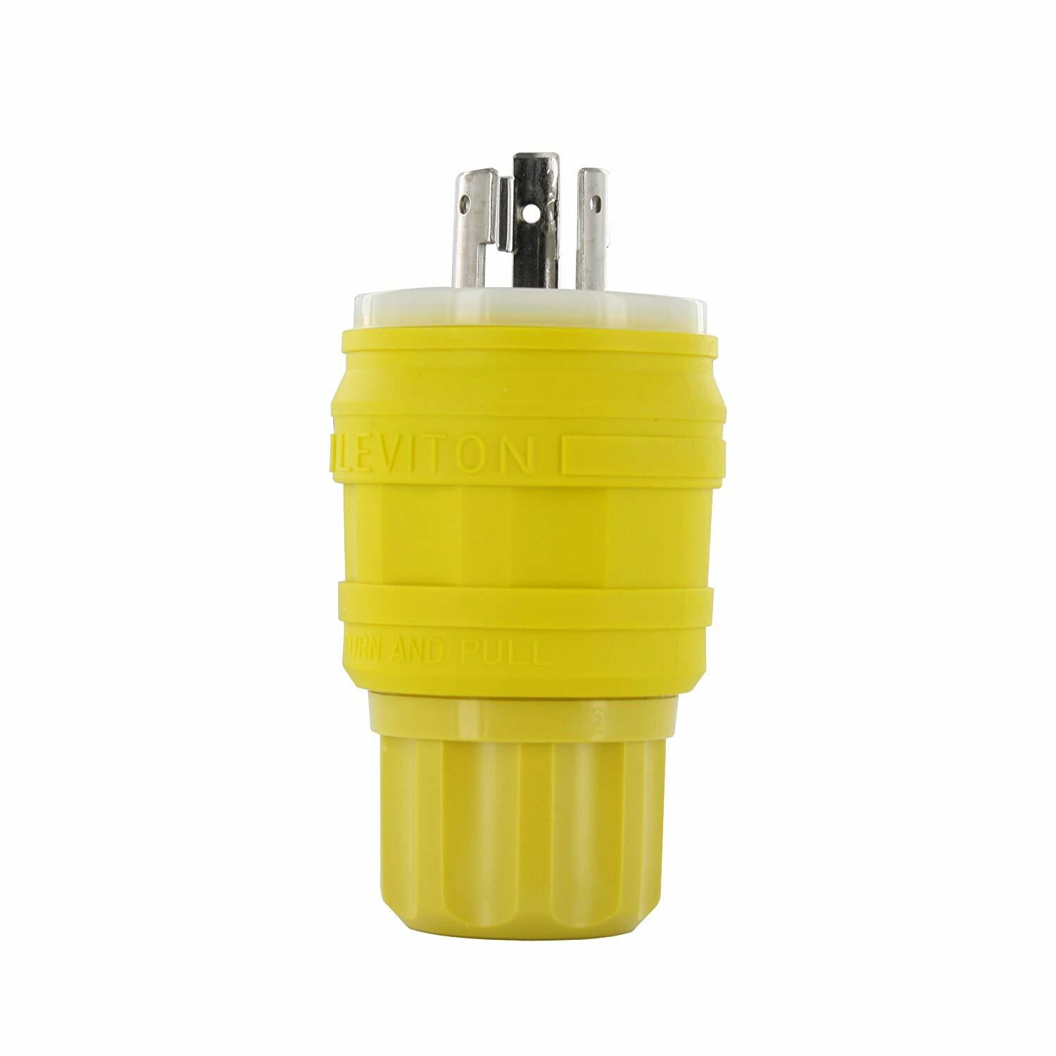 20 Amp, 250 Volt, Locking Plug, Industrial Grade, Grounding, Wetguard, Yellow
