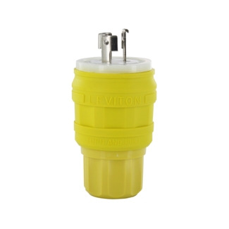 20 Amp, 125/250 Volt, Locking Plug, Industrial Grade, Non-Grounding, Wetguard, Yellow