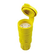 30-Amp, 125-Volt, Industrial Grade, Locking Connector, Grounding, Wetguard, Yellow