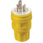 30 Amp, 125 Volt, Locking Plug, Industrial Grade, Grounding, Wetguard, Yellow