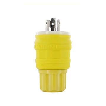 30 Amp, 250 Volt, Locking Plug, Industrial Grade, Grounding, Wetguard, Yellow