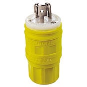 15-Amp, 250-Volt, Locking Plug, Industrial Grade, Grounding, Wetguard, Yellow