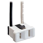 15A, 125V, Snap-In Receptacle, Leads 14GA 6-Inch Long Wired, White