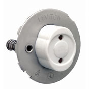 Medium Base, Bi-Pin, Standard Fluorescent Lampholder, Snap-In, Plunger, , Quickwire 18AWG Solid or Str Tinned - White