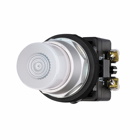 Eaton HT800 pushbutton, 30.5 mm, Watertight/Oiltight, Illuminated pushbutton, NEMA 3, 3R, 4, 4X, 12 and 13, Momentary, Extended, Incandescent, full voltage light unit, 1NC, Red lens, 24 Vac/dc, Chrome bezel, Plastic
