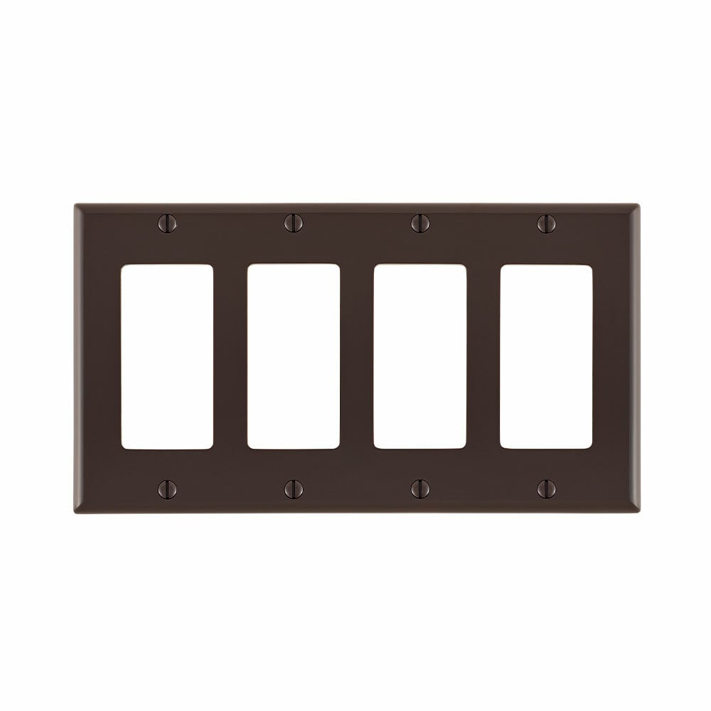 4-Gang Decora/GFCI Device Decora Wallplate/Faceplate, Standard Size, Thermoplastic Nylon, Device Mount, - Brown
