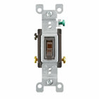 15 Amp, 120 Volt, Toggle Framed 3-Way AC Quiet Switch, Residential Grade, Grounding, Quickwire Push-In & Side Wired, Brown