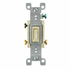 15 Amp, 120 Volt, Toggle Framed 3-Way AC Quiet Switch, Residential Grade, Grounding, Quickwire Push-In & Side Wired, Ivory