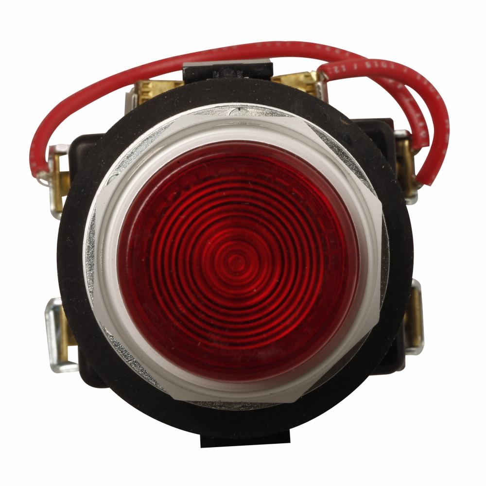Eaton HT800 pushbutton, Watertight and Oiltight-HT800, PresTest Light Unit, Chrome, LED, Full voltage, NEMA 3, 3R, 4, 4X, 12 and 13, Illuminated, Amber, 120 Vac/dc, Momentary, Plastic, 30.5 mm