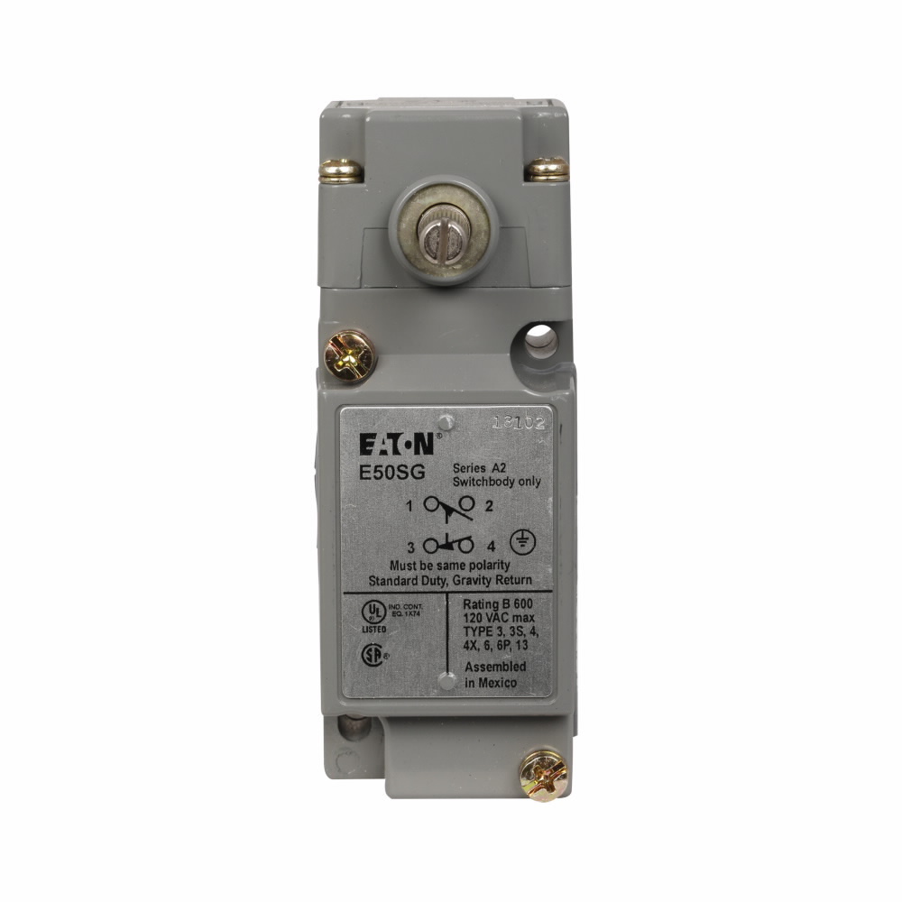E50SG Assembled Heavy Duty Plug-In Limit Switch Body, 1NO-1NC Contact, For Use With E50 Series Heavy Duty Plug-In Limit Switch, 5 A at 240 V AC Contact, NEMA 1/3/3S/4/4X/6/6P/13/IP67 Enclosure