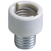 Medium-Medium Base, One-Piece, Adapters/Extensions, Incandescent, Glazed Porcelain Lampholder, White