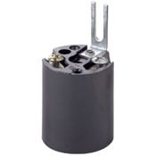 Incandescent Lampholder, Phenolic Pan, Medium Base,660W-250Vkeyless Fixture Socket, Black, Pkd 10/Large Box 100/carton Contractor Pack, With-Body Stamped UL, CSA,aluminum Screw Shell, Terminal Screws Out, X-12071 Bracket.