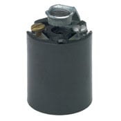 Incandescent Lampholder, Phenolic Pan, Medium Base, Black, 660W-250V, Keyless Fixture Socket, With-Body Stamped UL, CSA, Aluminum Screw Shell, Terminal Screws Out, Single Leg Bracket, Female Inside Extrusion 1/8-27 Thread, 1 7/8 Inches Overall Body And Bracket Height.