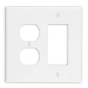 2-Gang 1-Duplex 1-Decora/GFCI Combination Wallplate, Midway Size, Ivory