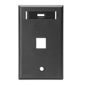 QuickPort Wallplate with ID window, single gang, 1-port, black
