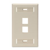 QuickPort Wallplate with ID window, single gang, 2-port, ivory