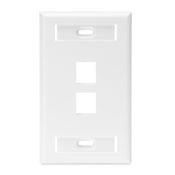 QuickPort Wallplate with ID window, single gang, 2-port, white