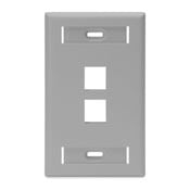 QuickPort Wallplate with ID window, single gang, 2-port, grey