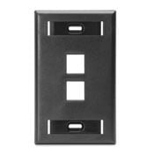 QuickPort Wallplate with ID window, single gang, 2-port, black