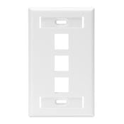 QuickPort Wallplate with ID window, single gang, 3-port, white