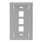 QuickPort Wallplate with ID window, single gang, 3-port, grey