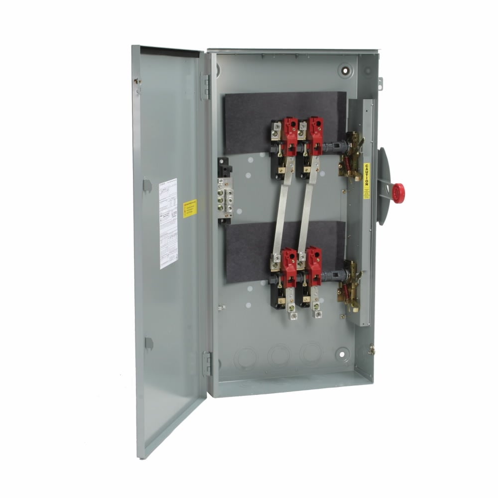 Eaton general duty double-throw safety switch, 200 A, Compact design, Includes neutral, NEMA 3R, Painted galvanized steel, Rainproof, Non-fusible, Two-pole, Three-wire, 240 Vac - 250Vdc