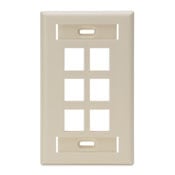 QuickPort Wallplate with ID window, single gang, 6-port, ivory