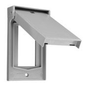 1-Gang Decora Device Wallplate Cover, Weather-Resistant, Thermoplastic, Device Mount, Vertical Self Closing Lid, Gray