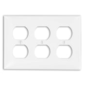 3-Gang Duplex Device Receptacle Wallplate, Thermoplastic Nylon, Device Mount, Ivory