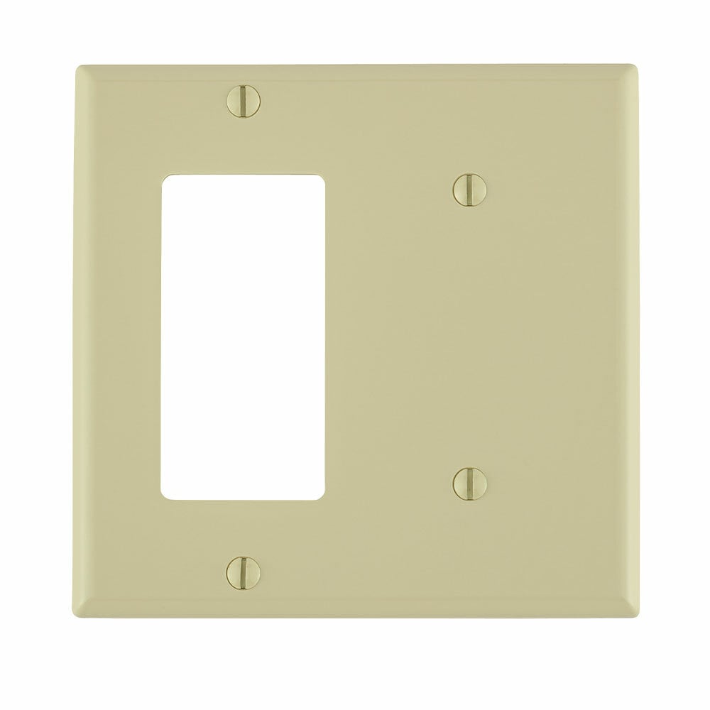2-Gang 1-Blank Decora/GFCI Device Combination Wallplate, Standard Size, Ivory