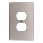 1-Gang Duplex Device Receptacle Wallplate, Oversized, 302 Stainless Steel, Device Mount, - Stainless Steel