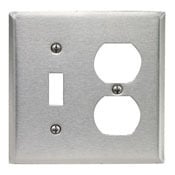 2-Gang Wallplate, 1-Toggle, 1-Duplex, Stainless Steel