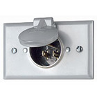 Weatherproof Inlet on Flush Mount Wallplate with Aluminum Cover, Straight Blade Receptacle, Gray