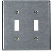 2-Gang Toggle Device Switch Wallplate, Device Mount, Stainless Steel
