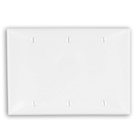 3-Gang No Device Blank Wallplate, Standard Size, Thermoplastic Nylon, Box Mount, White