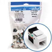 GigaMax 5e QuickPort Connector Quickpack, CAT 5e, 25-pack, white