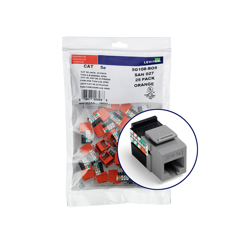 GigaMax 5e QuickPort Connector Quickpack, CAT 5e, 25-pack, grey