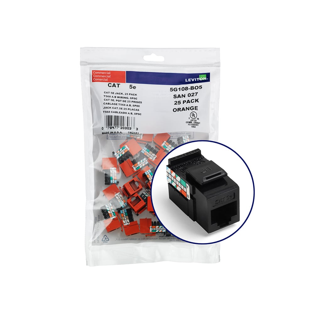 GigaMax 5e QuickPort Connector Quickpack, CAT 5e, 25-pack, black