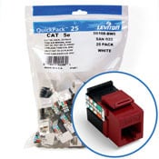 GigaMax 5e QuickPort Connector Quickpack, CAT 5e, 25-pack, red