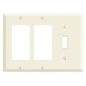 3-Gang 1-Toggle Decora/GFCI Device Combination Wallplate, Thermoplastic Nylon, Device Mount, White