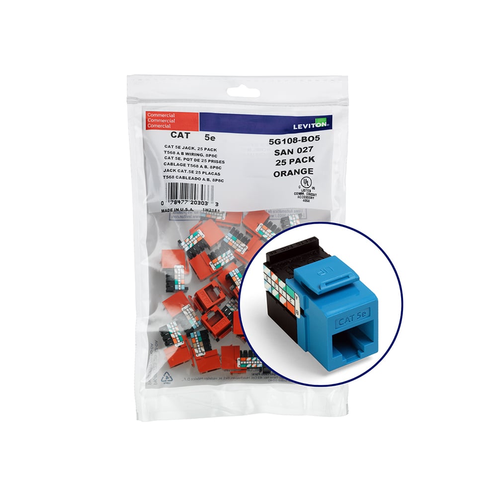 GigaMax 5e QuickPort Connector Quickpack, CAT 5e, 25-pack, blue