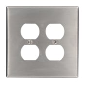 2-Gang Duplex Device Receptacle Wallplate, Oversized, 430 Stainless Steel, Device Mount, - Stainless Steel