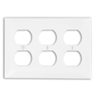 3-Gang Duplex Device Receptacle Wallplate, Thermoplastic Nylon, Device Mount, Gray