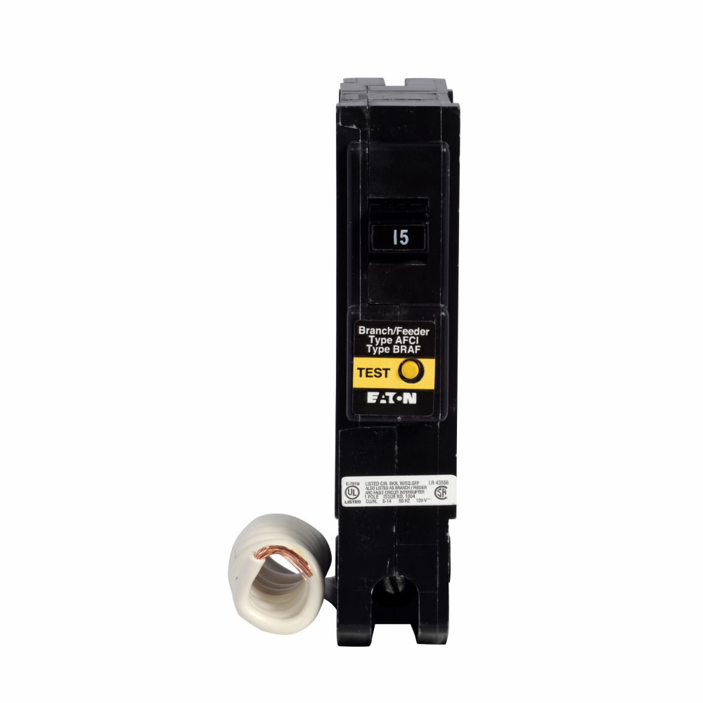 Eaton BR AFCI circuit breaker, Type BR 1-Inch Wide FIRE-GUARD AFCI Circuit Breakers, Arc fault, 20A, 10 kAIC, Single-pole, 120/240V, BR, #14-4 AWG Cu/Al, Type BR Loadcenters