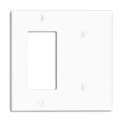 2-Gang 1-Blank Decora/GFCI Device Combination Wallplate, Standard Size, Gray