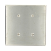 2-Gang No Device Blank Wallplate, Standard Size, Strap Mount, Stainless Steel